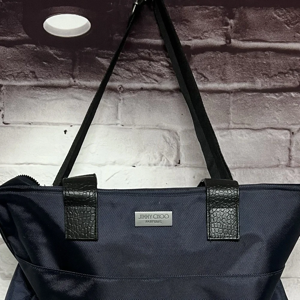 Jimmy Choo Parfums Duffle Tote Bag Navy Nylon‎ Travel Weekend Overnight